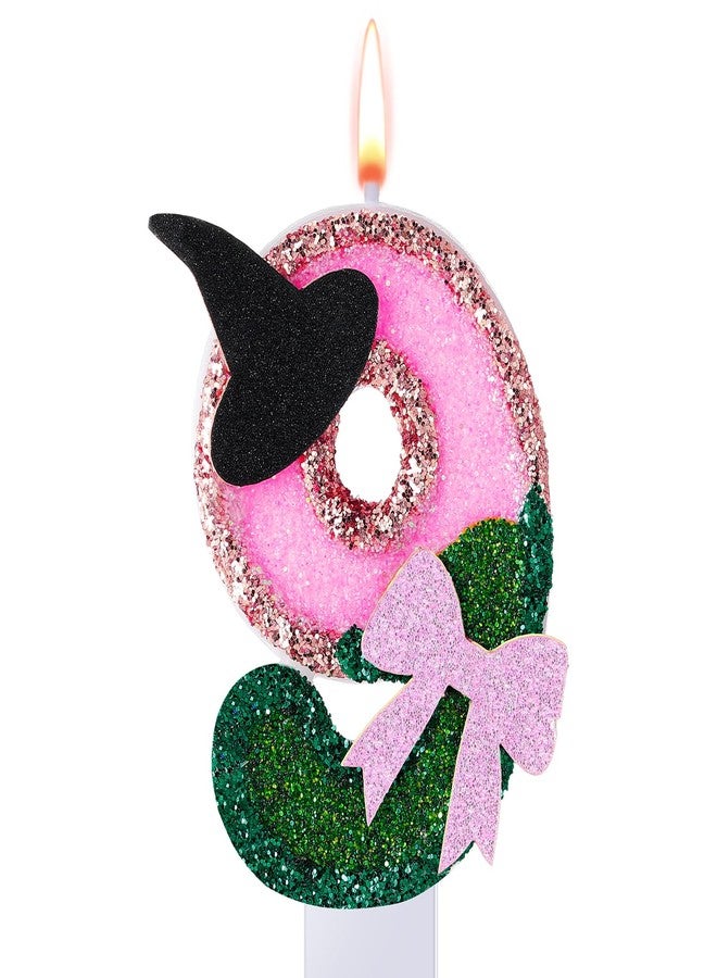 Conelist Witch Princess Theme Candle Pink and Green Party Decorations Witch Hat Bow Birthday Cake Toppers Cupcake Toppers for Party Supplies Wedding Anniversary Decor(9) - Image 1